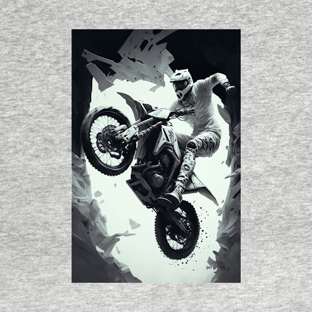 Dirt bike rider low angle  w/ grey and white by KoolArtDistrict